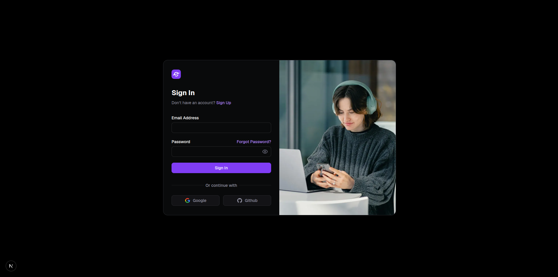 Auth Template preview